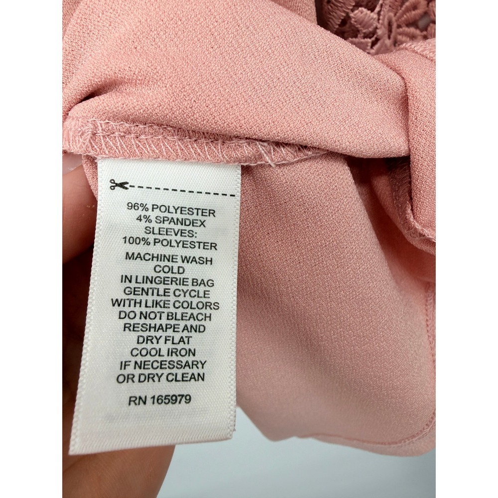 Cable & Gauge Blouse Women Medium Pink Excellent Crochet Lace Sleeve STP07446M - Picture 5 of 9